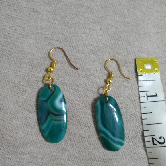 NWT Barse Green Waves Agate Necklace, Earrings Set - Picture 5 of 6